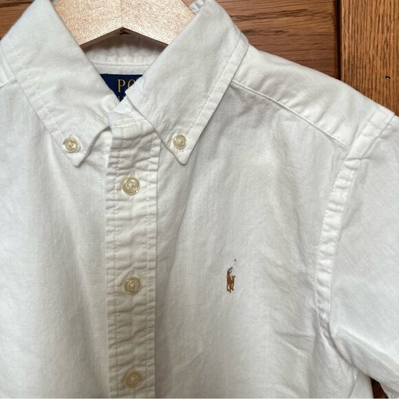 Polo Ralph Lauren White Button Down Short Sleeve Boys Size 8 - Picture 3 of 7